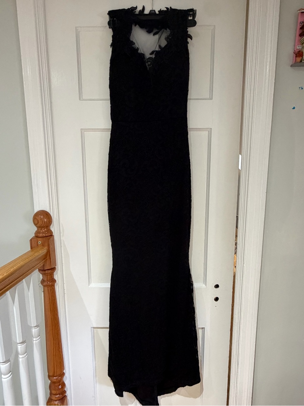 Symphony Bridal Black Lace Prom Gown